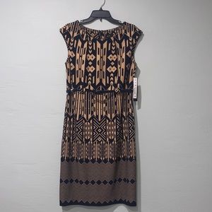 Womens navy and beige patterned ILE New York dress
